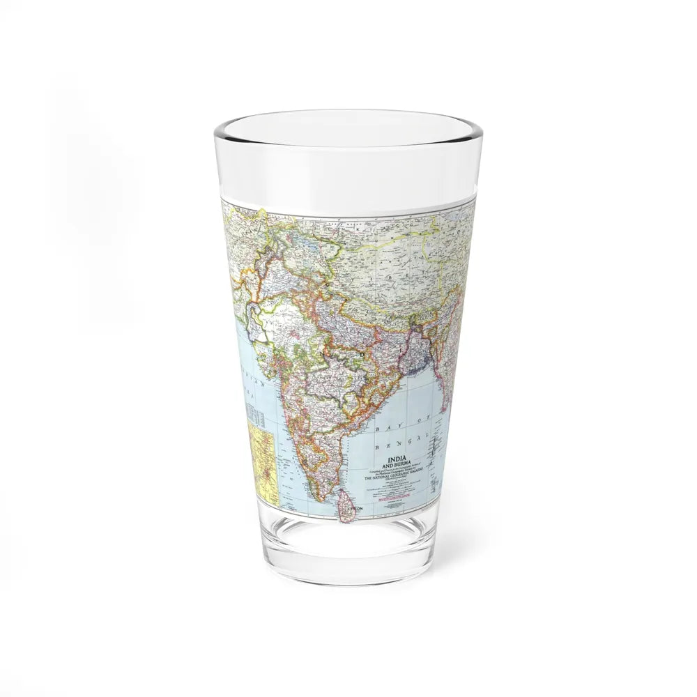 India and Burma (1946) (Map) Pint Glass 16oz-16oz-Go Mug Yourself