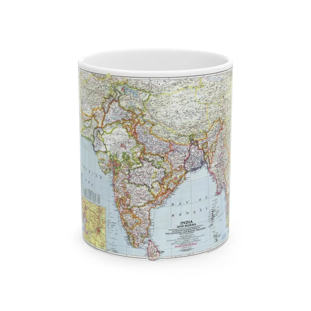 India and Burma (1946) (Map) White Coffee Mug-11oz-Go Mug Yourself