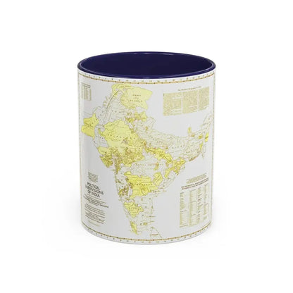 India - Political Subdivisions (1946) (Map) Accent Coffee Mug 11oz Navy - Go Mug Yourself
