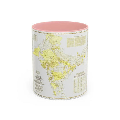 India - Political Subdivisions (1946) (Map) Accent Coffee Mug 11oz Pink - Go Mug Yourself