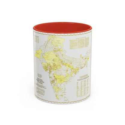 India - Political Subdivisions (1946) (Map) Accent Coffee Mug 11oz Red - Go Mug Yourself