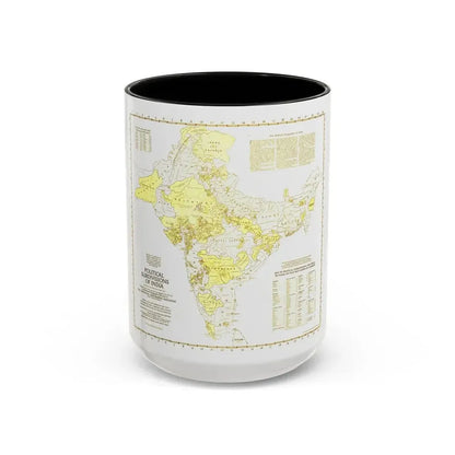 India - Political Subdivisions (1946) (Map) Accent Coffee Mug 15oz Black - Go Mug Yourself