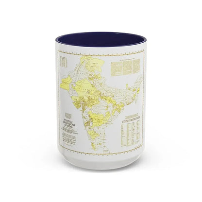 India - Political Subdivisions (1946) (Map) Accent Coffee Mug 15oz Navy - Go Mug Yourself