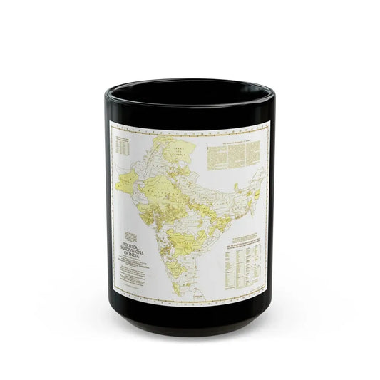 India - Political Subdivisions (1946) (Map) Black Coffee Mug 15oz - Go Mug Yourself