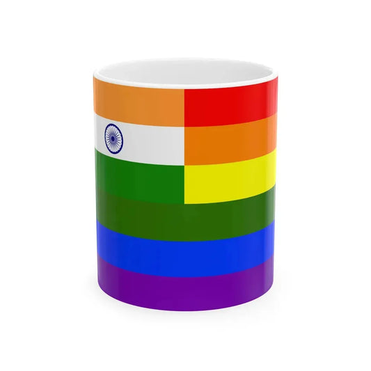 India Rainbow Flag (India) White Coffee Mug 11oz - Go Mug Yourself