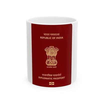 Indian Diplomatic Passport - White Coffee Mug 11oz - Go Mug Yourself