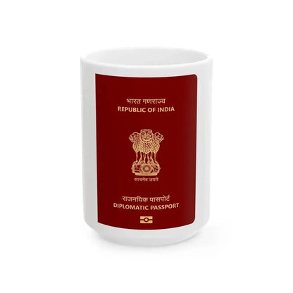 Indian Diplomatic Passport - White Coffee Mug 15oz - Go Mug Yourself