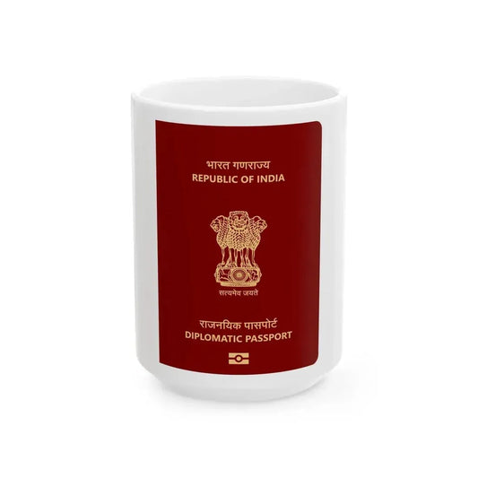 Indian Diplomatic Passport - White Coffee Mug 15oz - Go Mug Yourself