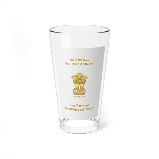 Indian Emergency Certificate - Pint Glass 16oz-16oz-Go Mug Yourself