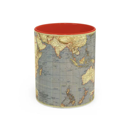 Indian Ocean (1941) (Map) Accent Coffee Mug 11oz Red - Go Mug Yourself