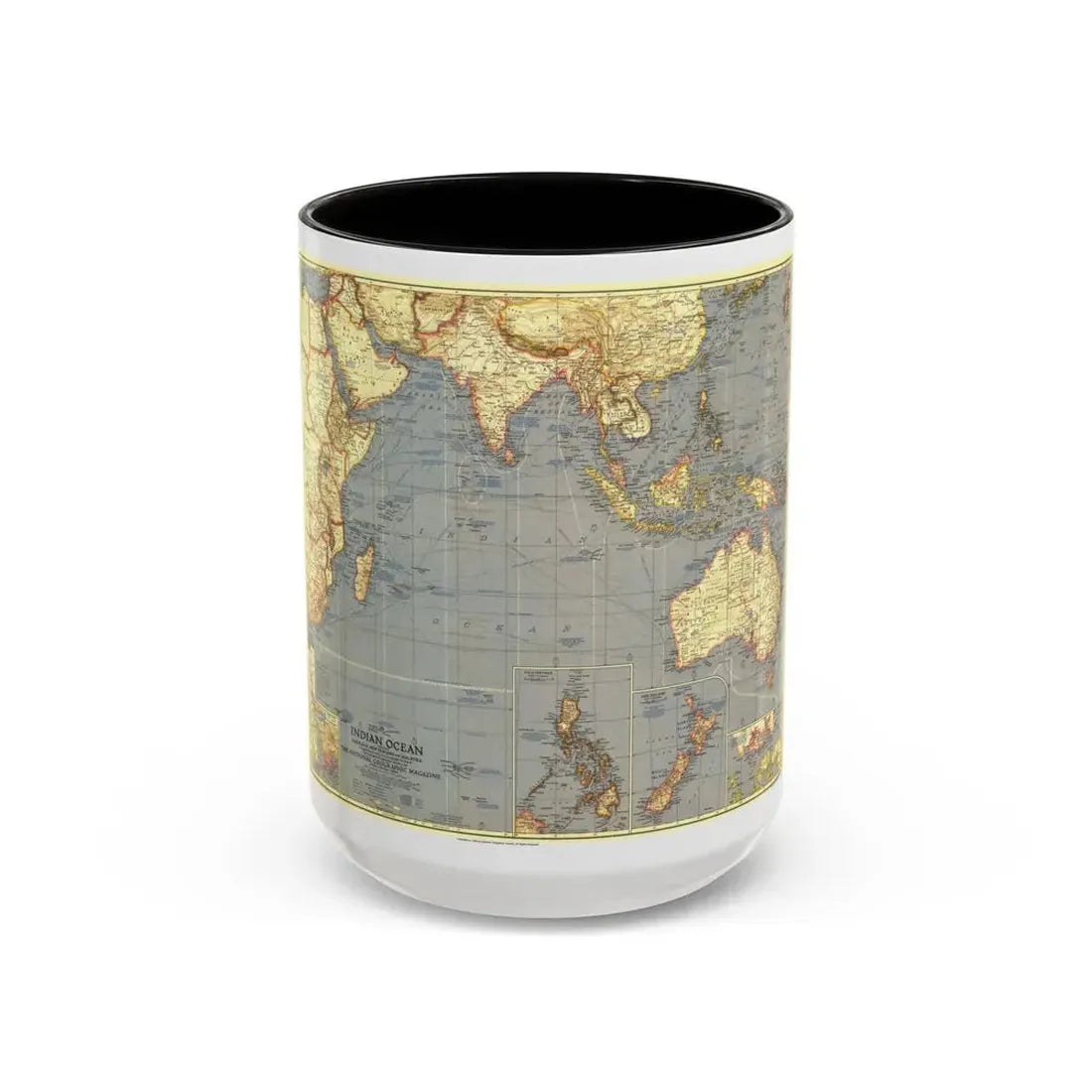 Indian Ocean (1941) (Map) Accent Coffee Mug 15oz Black - Go Mug Yourself