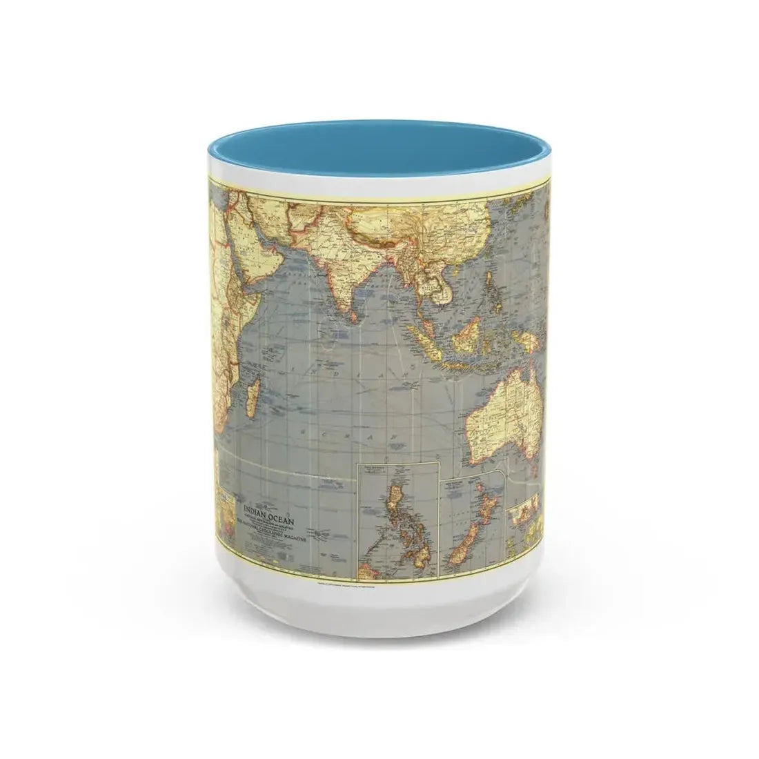 Indian Ocean (1941) (Map) Accent Coffee Mug 15oz Light Blue - Go Mug Yourself