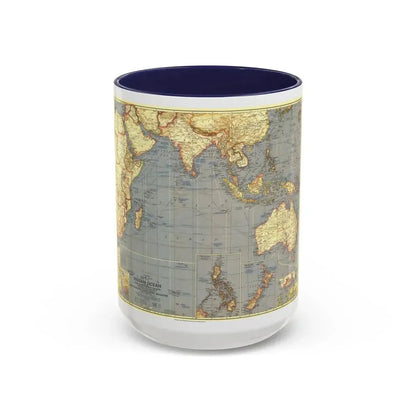 Indian Ocean (1941) (Map) Accent Coffee Mug 15oz Navy - Go Mug Yourself