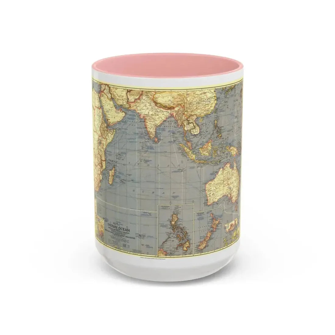 Indian Ocean (1941) (Map) Accent Coffee Mug 15oz Pink - Go Mug Yourself