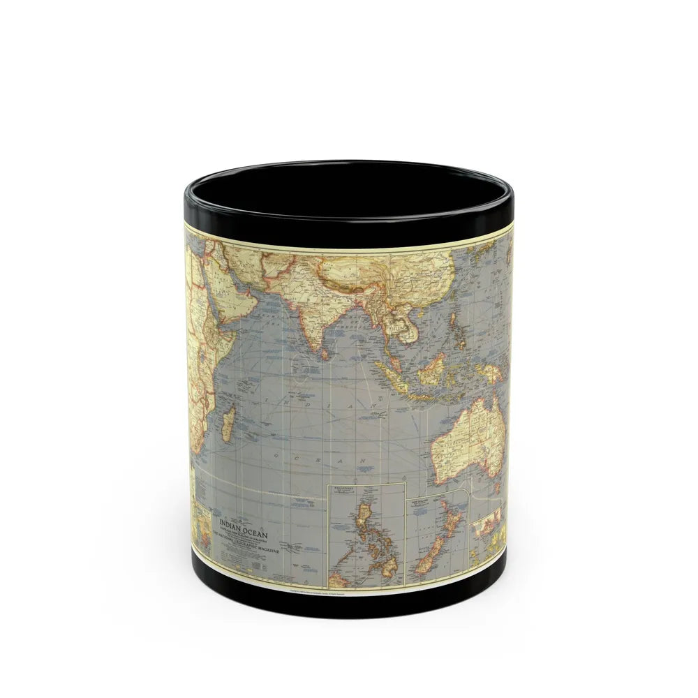 Indian Ocean (1941) (Map) Black Coffee Mug-11oz-Go Mug Yourself