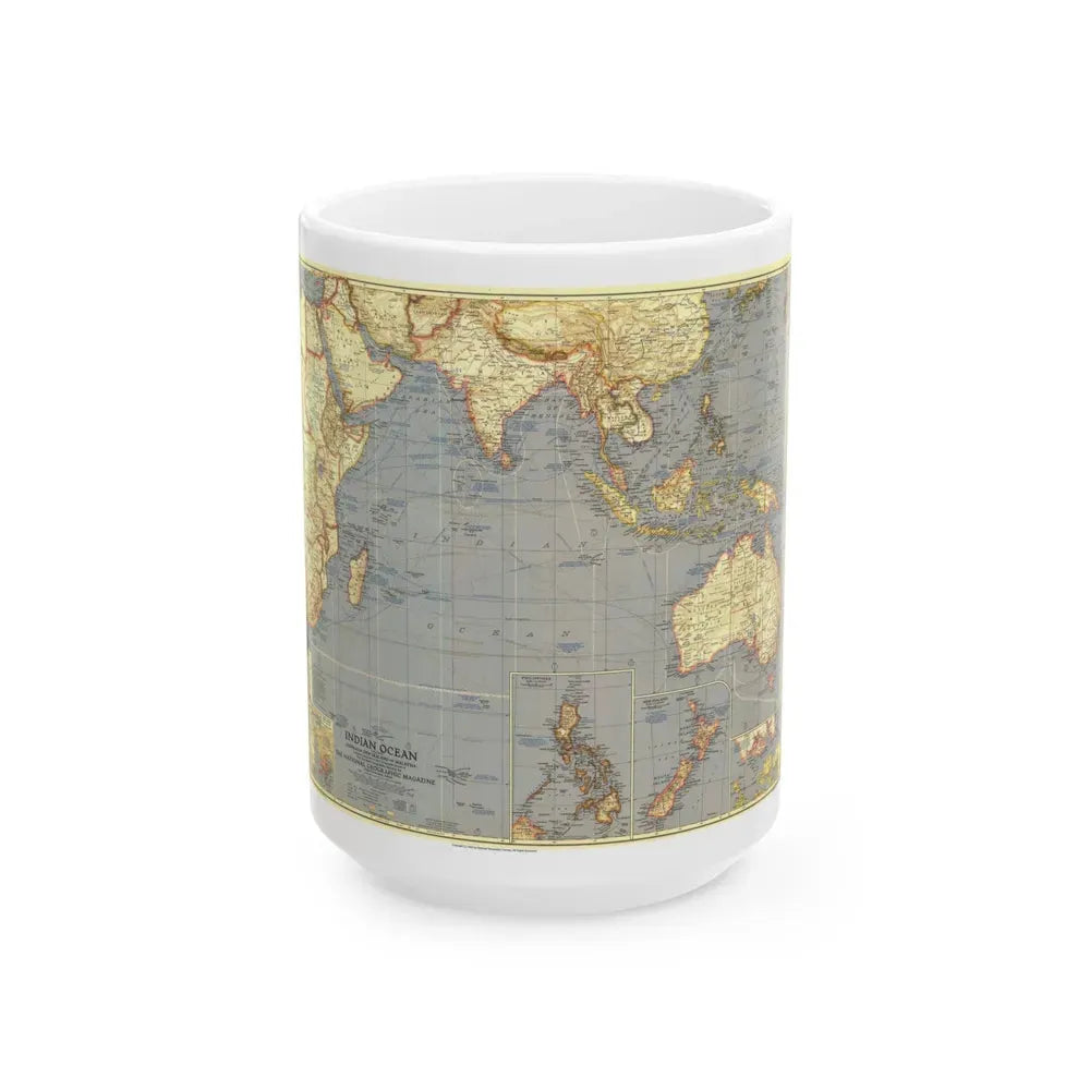 Indian Ocean (1941) (Map) White Coffee Mug 15oz - Go Mug Yourself