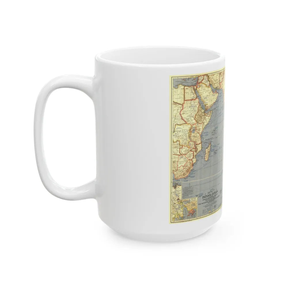 Indian Ocean (1941) (Map) White Coffee Mug-Go Mug Yourself