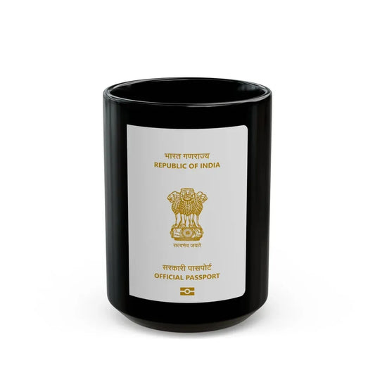 Indian Official Passport - Black Coffee Mug 15oz - Go Mug Yourself