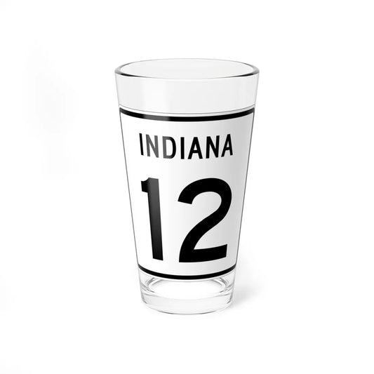 Indiana 12 (Indiana) (Road Sign) Pint Glass 16oz 16oz - Go Mug Yourself