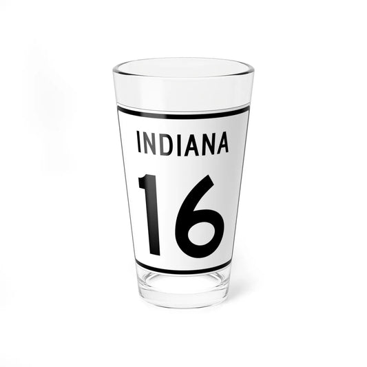 Indiana 16 (Indiana) (Road Sign) Pint Glass 16oz 16oz - Go Mug Yourself