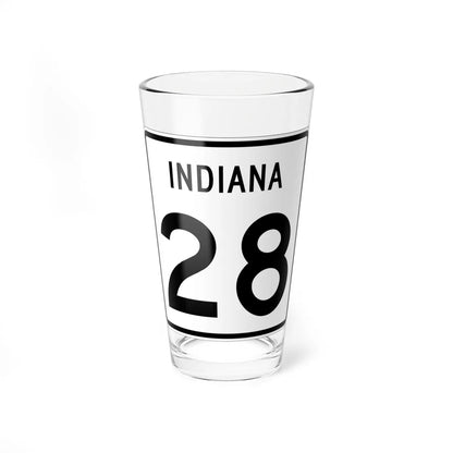 Indiana 28 (Indiana) (Road Sign) Pint Glass 16oz 16oz - Go Mug Yourself