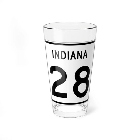 Indiana 28 (Indiana) (Road Sign) Pint Glass 16oz 16oz - Go Mug Yourself