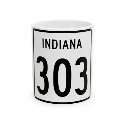 Indiana 303 1955 (Indiana) (Road Sign) White Coffee Mug 11oz - Go Mug Yourself