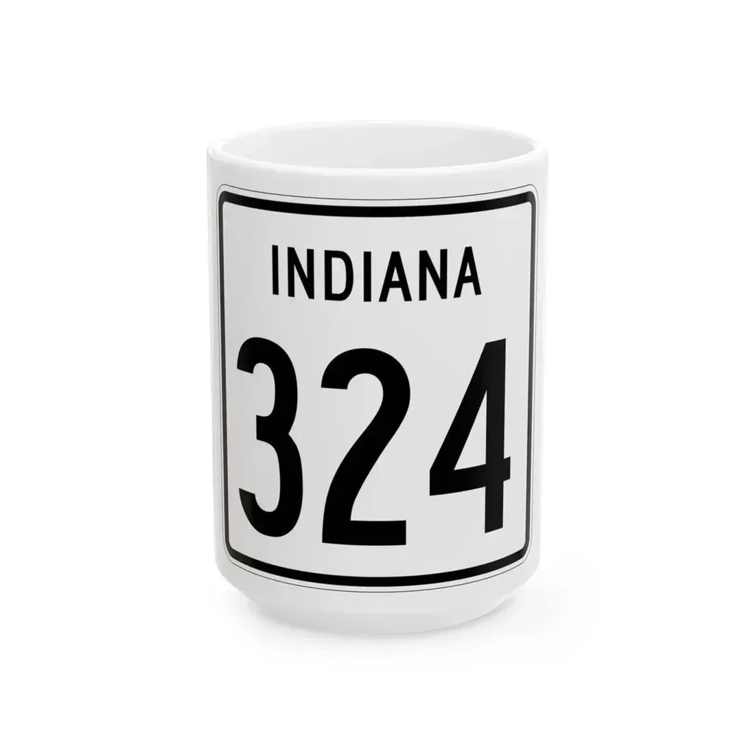 Indiana 324 1955 (Indiana) (Road Sign) White Coffee Mug 15oz - Go Mug Yourself