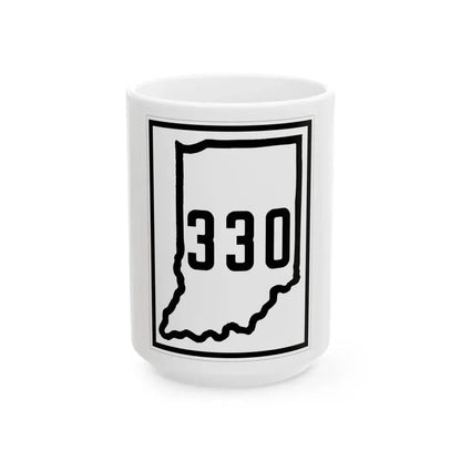 Indiana 330 1926 (Indiana) (Road Sign) White Coffee Mug 15oz - Go Mug Yourself