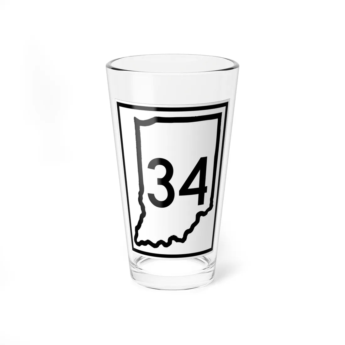 Indiana 34 1948 (Indiana) (Road Sign) Pint Glass 16oz 16oz - Go Mug Yourself
