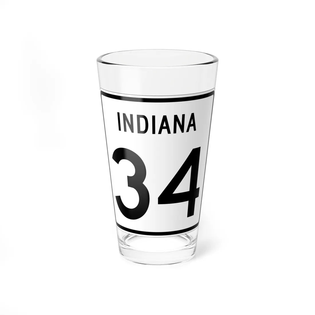 Indiana 34 (Indiana) (Road Sign) Pint Glass 16oz 16oz - Go Mug Yourself