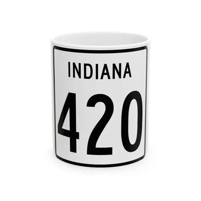 Indiana 420 1955 (Indiana) (Road Sign) White Coffee Mug 11oz - Go Mug Yourself