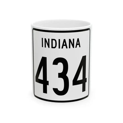 Indiana 434 1955 (Indiana) (Road Sign) White Coffee Mug 11oz - Go Mug Yourself