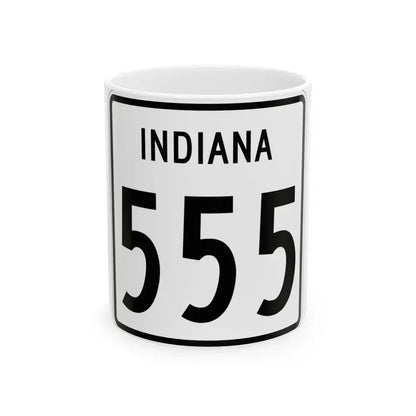 Indiana 555 1955 (Indiana) (Road Sign) White Coffee Mug 11oz - Go Mug Yourself