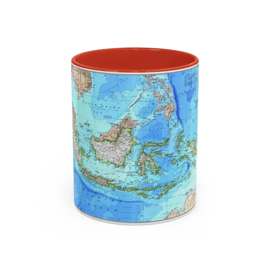 Indonesia 1 (1996) (Map) Accent Coffee Mug 11oz Red - Go Mug Yourself
