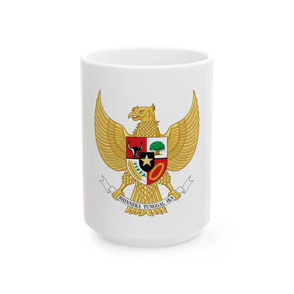 Indonesia coat of arms flag (Indonesia) White Coffee Mug 15oz - Go Mug Yourself