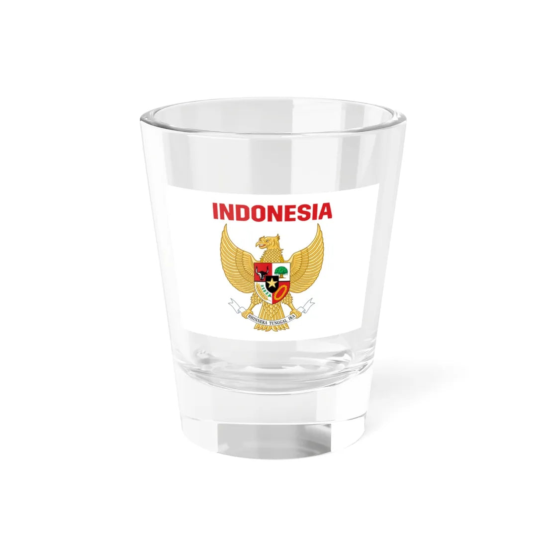 Indonesia coat of arms with name (Indonesia) Shot Glass 1.5oz 1.5oz - Go Mug Yourself