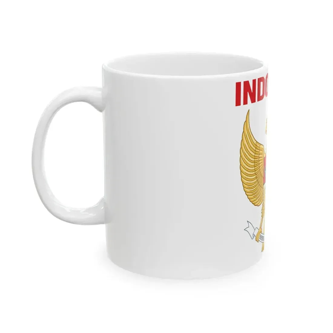 Indonesia coat of arms with name (Indonesia) White Coffee Mug - Go Mug Yourself