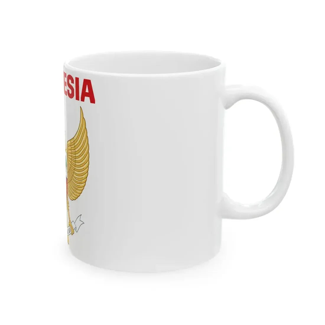 Indonesia coat of arms with name (Indonesia) White Coffee Mug - Go Mug Yourself