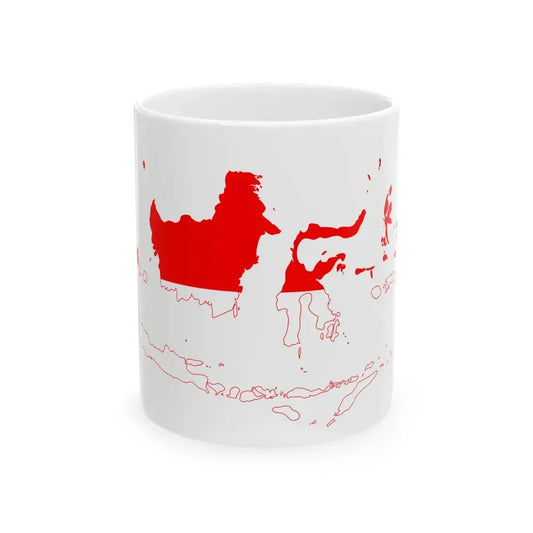 Indonesia flag map 1945-2002 (Indonesia) White Coffee Mug 11oz - Go Mug Yourself