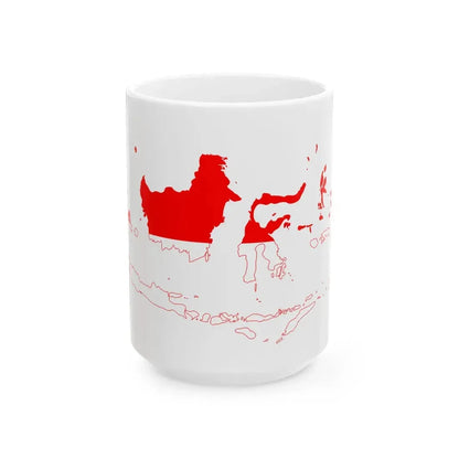 Indonesia flag map 1945-2002 (Indonesia) White Coffee Mug 15oz - Go Mug Yourself