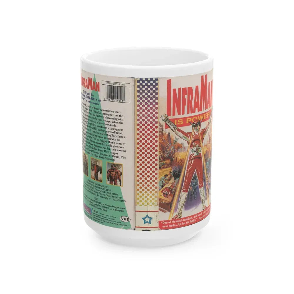 INFRA MAN IS POWER (VHS COVER) - White Coffee Mug 15oz - Go Mug Yourself