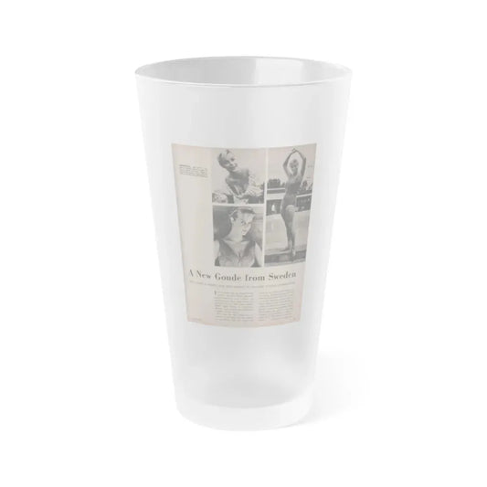 Ingrid Goude #30 - SEE Mag. Jan. '58 - 1 Page, 4 B&W Pics, Caption & Article (Vintage Female Icon) Frosted Pint Glass 16oz 16oz Frosted - Go Mug Yourself