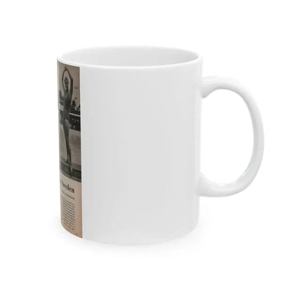 Ingrid Goude #30 - SEE Mag. Jan. '58 - 1 Page, 4 B&W Pics, Caption & Article (Vintage Female Icon) White Coffee Mug - Go Mug Yourself