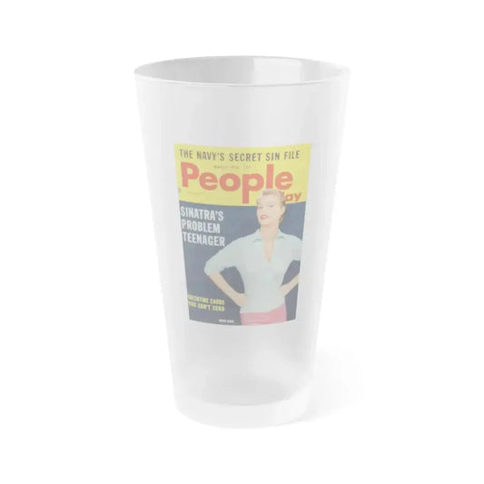 Ingrid Goude #33 - People Today March '58 Mag. Cover (Vintage Female Icon) Frosted Pint Glass 16oz 16oz Frosted - Go Mug Yourself