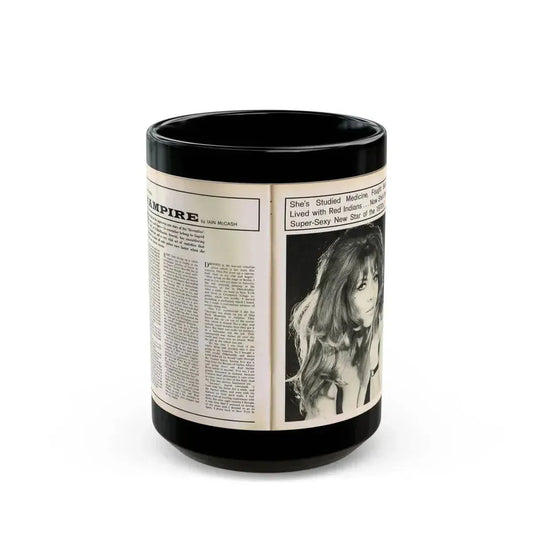 Ingrid Pitt #101 - Mag. Pages (Vintage Female Icon) Black Coffee Mug 15oz - Go Mug Yourself