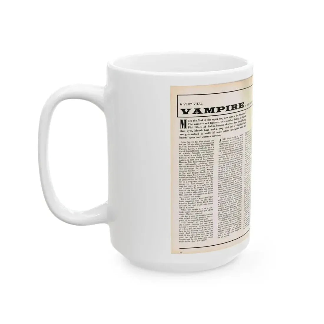 Ingrid Pitt #101 - Mag. Pages (Vintage Female Icon) White Coffee Mug - Go Mug Yourself