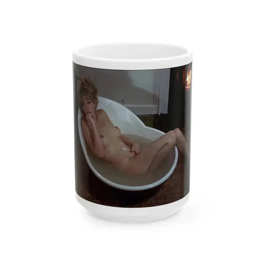 Ingrid Pitt #116 - Topless (Vintage Female Icon) White Coffee Mug 15oz - Go Mug Yourself