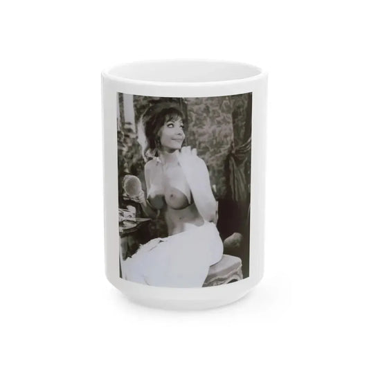 Ingrid Pitt #124 - Topless (Vintage Female Icon) White Coffee Mug 15oz - Go Mug Yourself