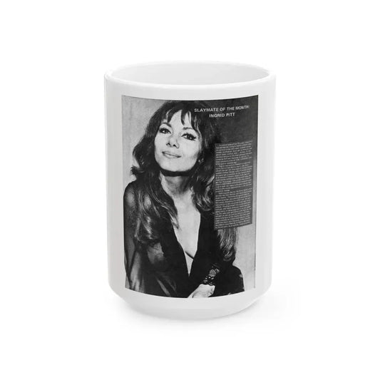Ingrid Pitt #137 (Vintage Female Icon) White Coffee Mug 15oz - Go Mug Yourself
